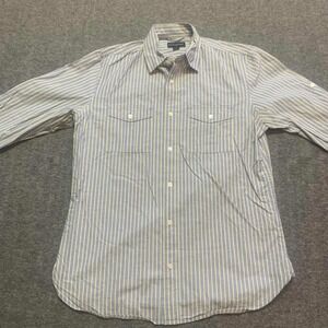 Banana Republic Button Down Shirt Mens Small Blue Yellow Long Sleeve Two Pocket